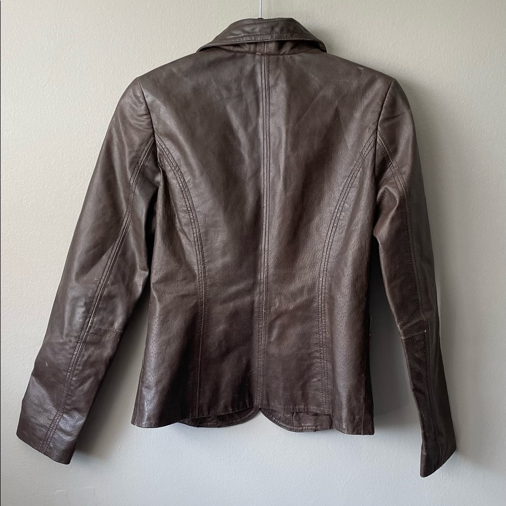 Just Jeans Brown Leather Jacket - Picture 2 of 3